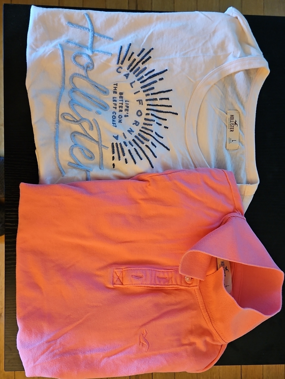 Hollister White Graphic Tee And Bright Pink Polo Top